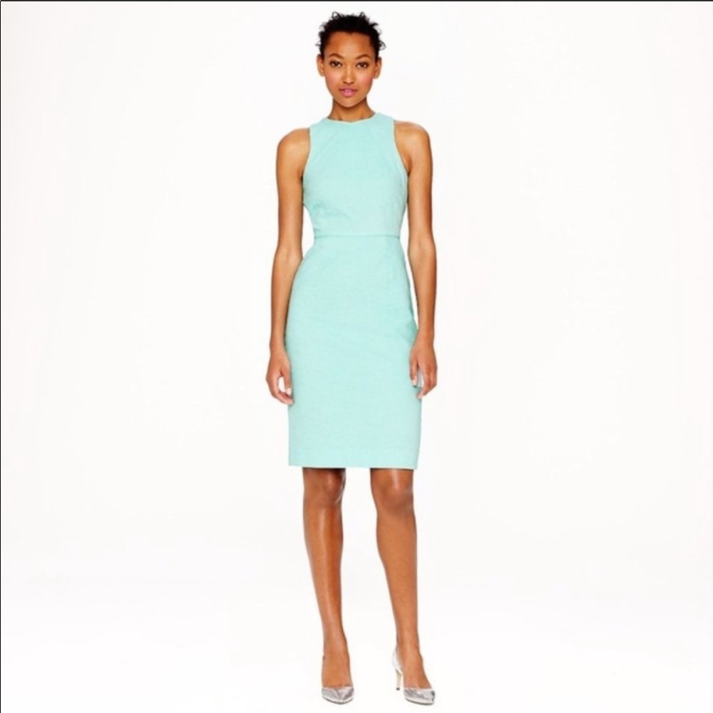 J Crew Matelasse Mint Sheath Sleeveless Dress Blue